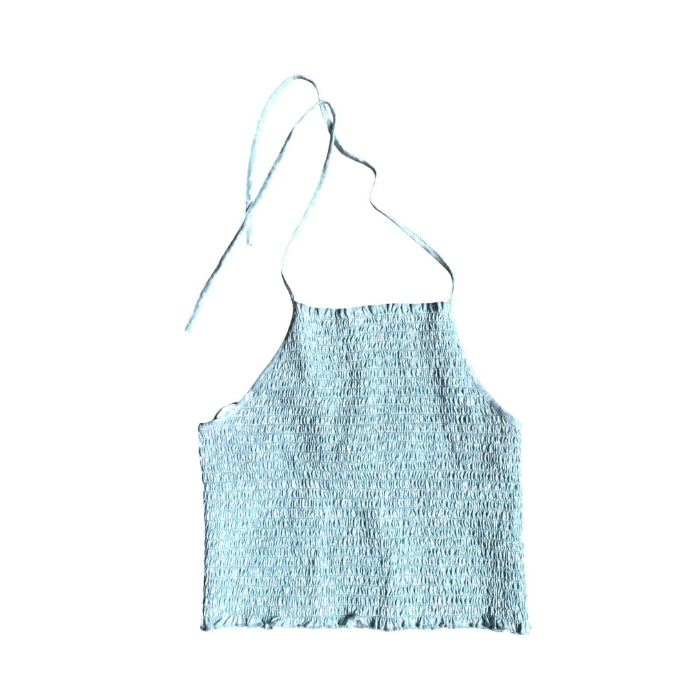 Billabong Mint Green Smocked Halter Crop Top Cotton Size Medium M